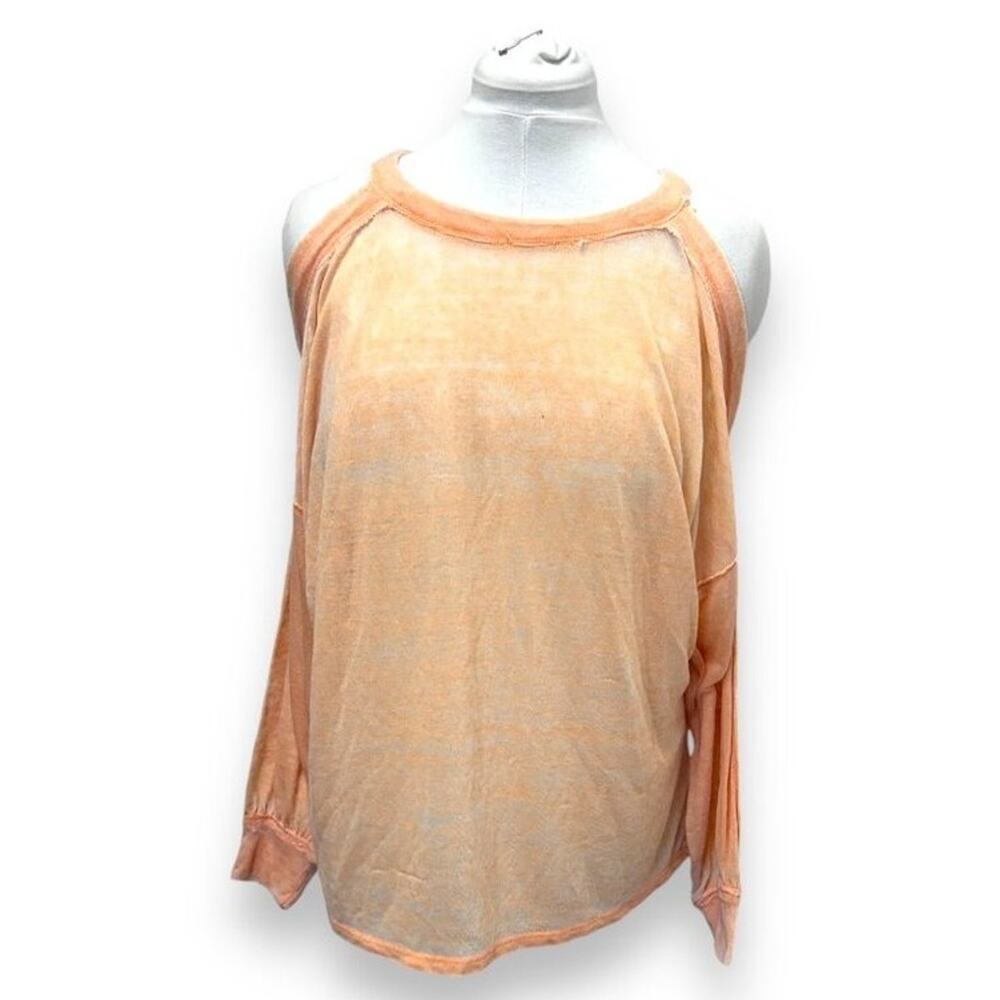 We the Free People Tangerine Chill Out Oversized Cold Shoulder Burnout Top S